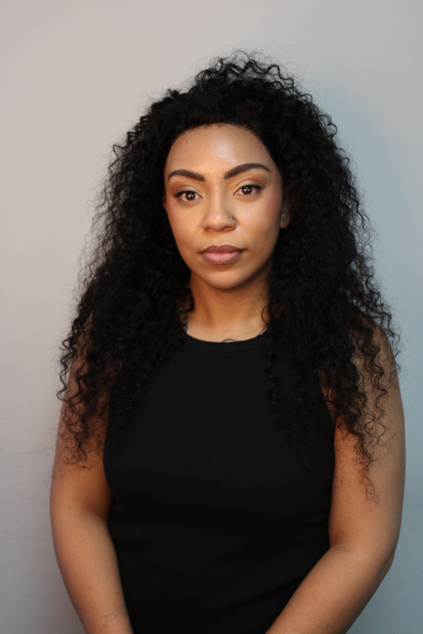 24" Jerry Curl Full Frontal Wig - Brown Black