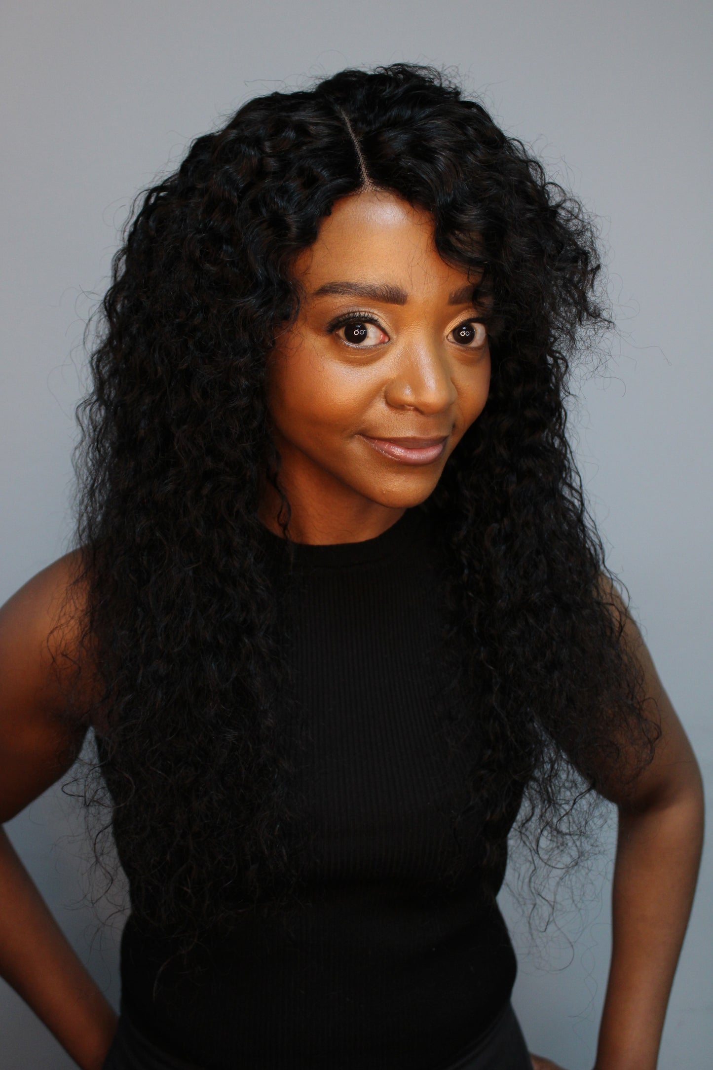 20" Jerry Curl 1-Way Wig - Brown Black