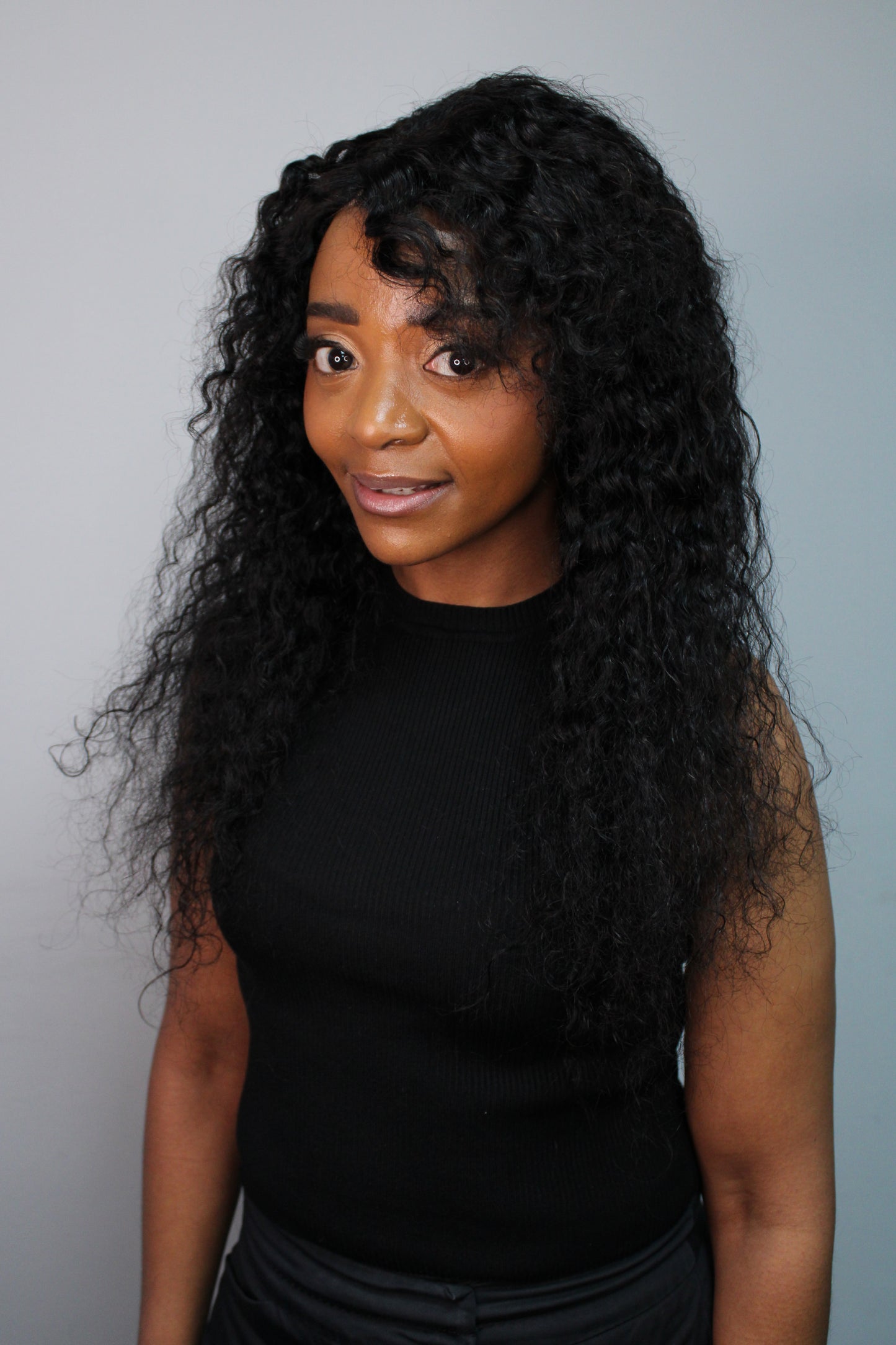 20" Jerry Curl 1-Way Wig - Brown Black